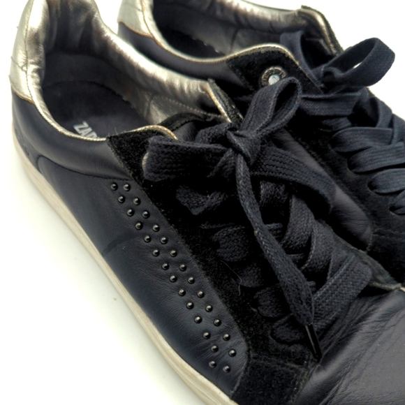 Zadig & Voltaire Studded Leather Low Top Black Sneakers - Picture 12 of 14